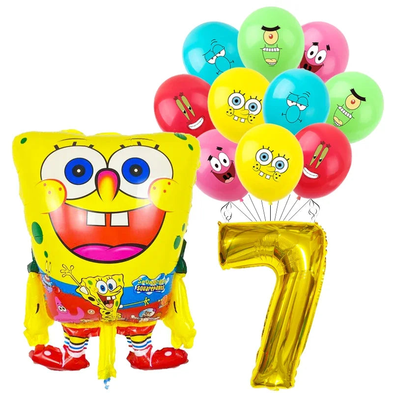 Spongebob Child party Birthday balloon set Patrick Star Foil Number Latex balloon Baby shower Party Decorations Supplies Globos