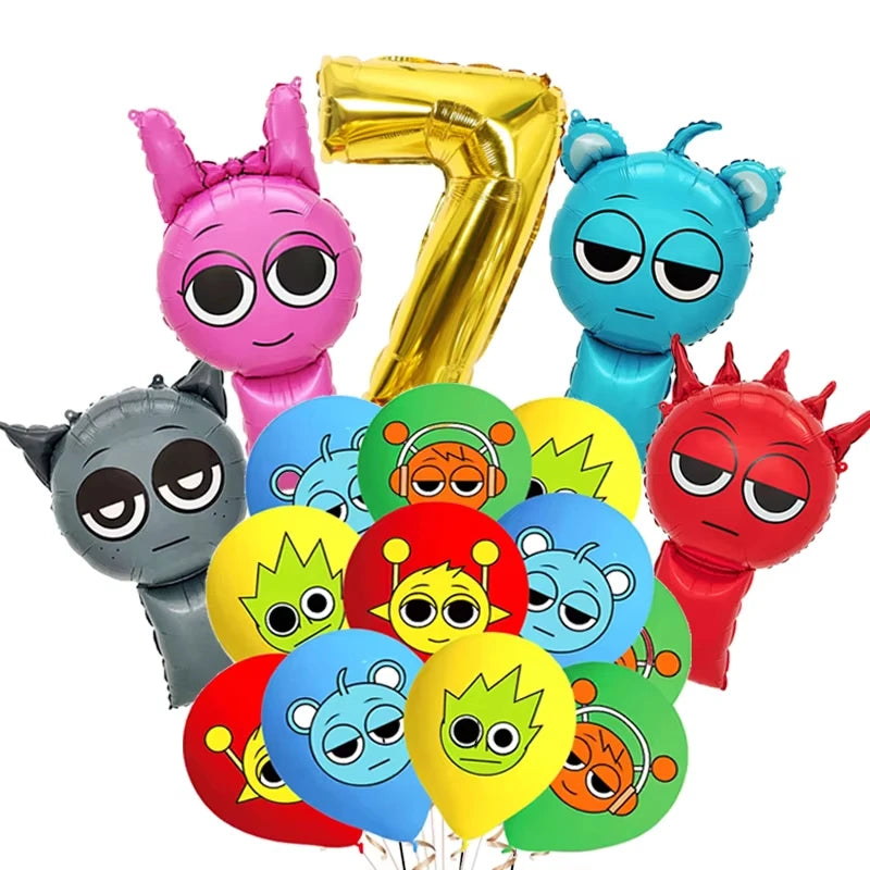 New Sprunki Birthday Party Decoration Balloons Set Kids Boys Favors Birthday Party Supplies IncredibES Tableware for Baby Shower